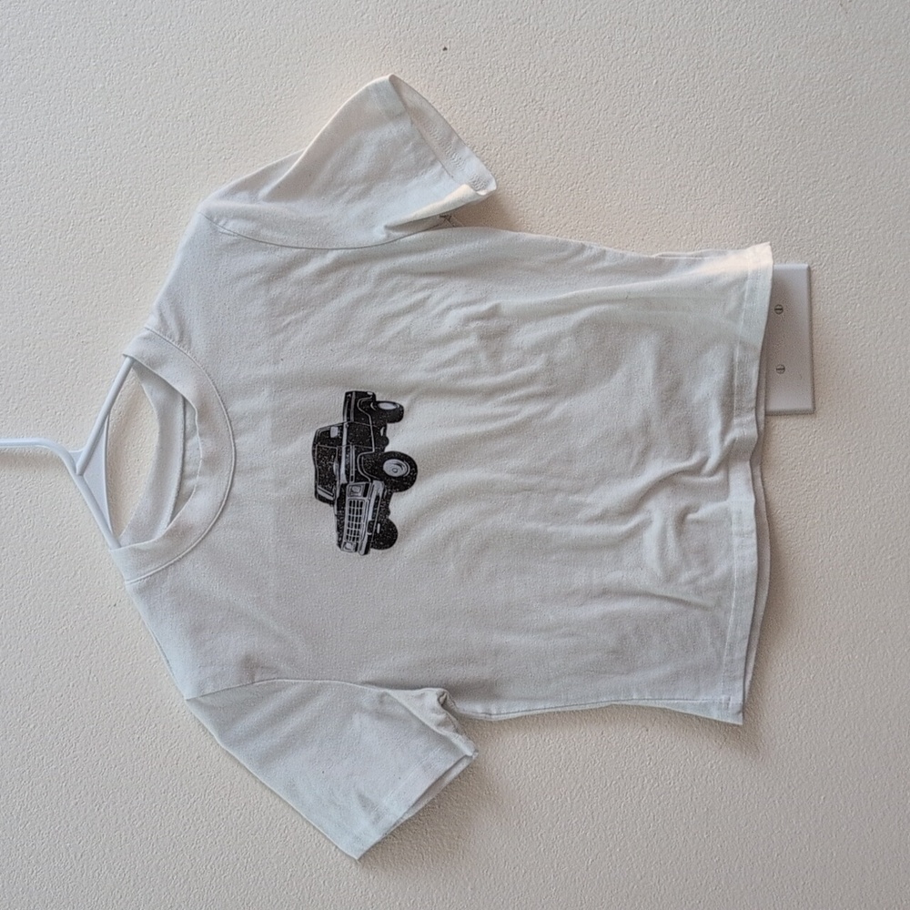 White cropped shirt with Truck